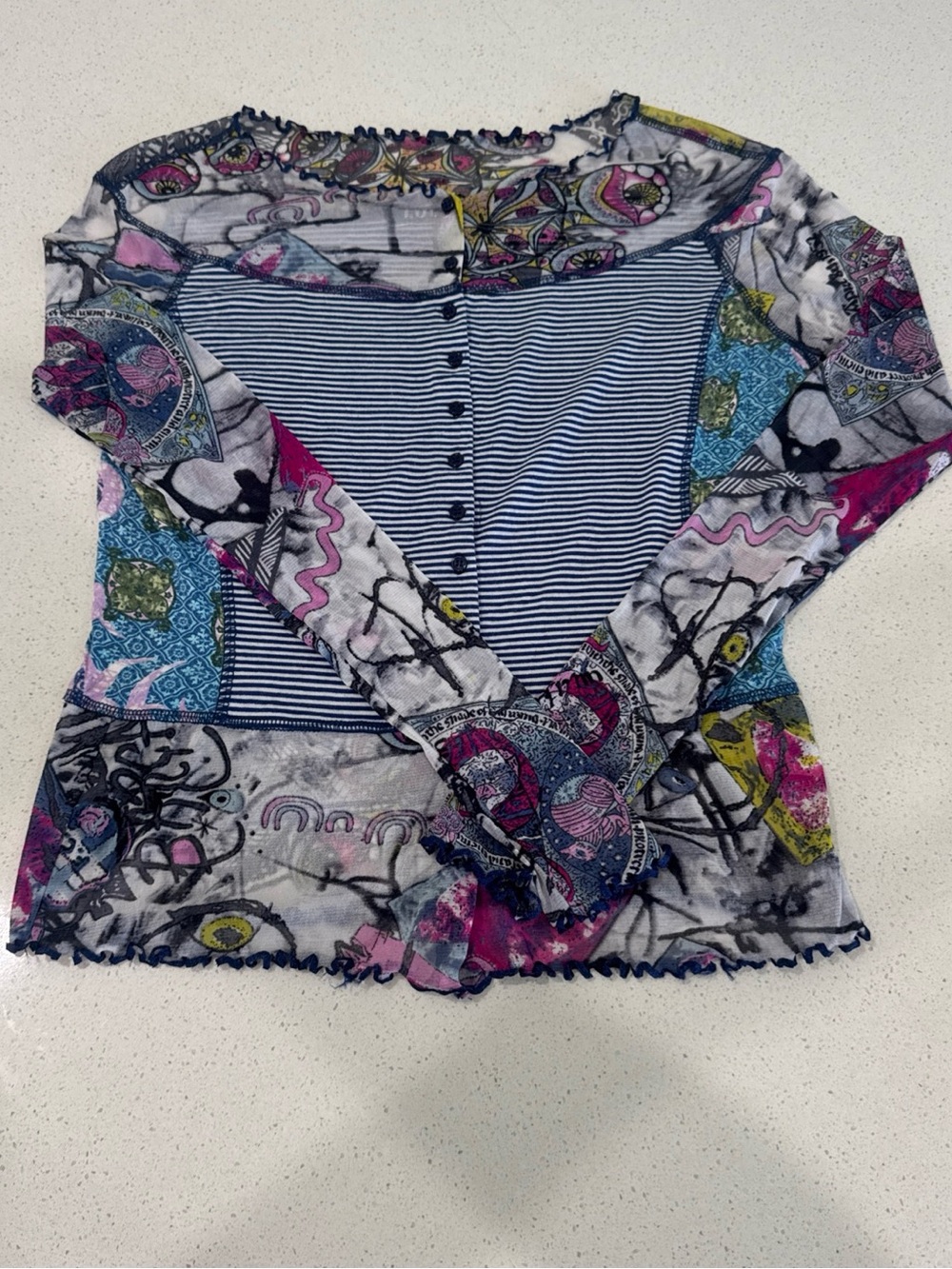 Y2K Lulu H sheer button-up top